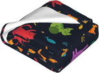 Colorful Cat Throw Blanket Soft Flannel Blanket 60"x50" in Bed Blanket Home Decor for Room Sofa Couch All Season