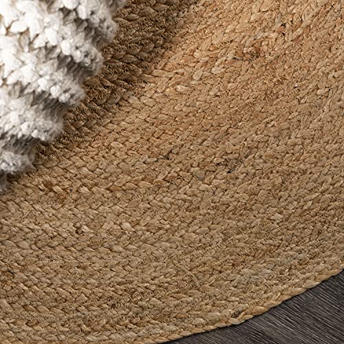 JONATHAN Y Soleil Jute Braided Circle Natural 5' Round Indoor Area Rug, Natural-Fibers, Geometric, Easy-Cleaning for Living Room, Bedroom, Kitchen, Pet Friendly, Non-Shedding (RNF103A-5R) - size: 5' (Round)