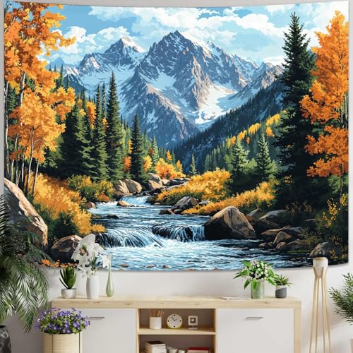 kampdream Landscape Tapestry, Scenery Art Wall Tapestries, Nature Wall Decor for Bedroom Living Room Backdrop Colorado Peak Mountain Art 36×48 inches - color: Colorado Mountains, size: 48"L x 36"W