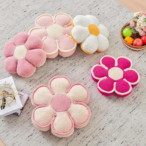 Kcvvcr Flower Pillow, Soft Flower Decorative Throw Pillow, Cute Daisy Flower Shaped Seating Floor Cushion Room Décor Plush Pillows for Sofa Couch Bed (17.7 Inch, Pink) - color: Six Petals-pink, size: 17.7 Inch