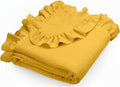 Muslin Ruffled Baby Blanket, Extra Large 52 x 52 Inches, Soft Breathable Cotton Crib Blanket for Newborn Infant Toddler (Mustard Yellow-Ruffled, Printed)