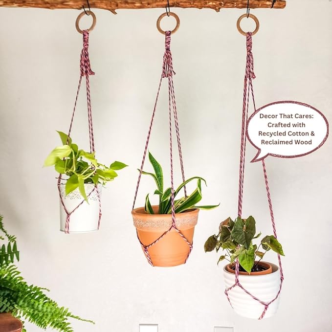 Set of 3 Macrame plant hanger for pots 4-10” live plants indoor and outdoor decor hanging plant holder Boho décor Plant stand Indoor plant shelf for Hanging planter for plant pots (Enchanted Garden)