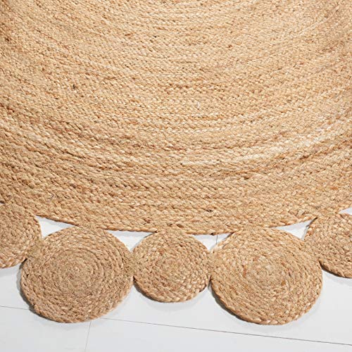 SAFAVIEH Natural Fiber Round Collection 4' Round Natural NFB307A Handmade Boho Country Charm Jute Area Rug - size: 4' (Round)