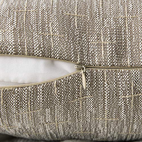MIULEE Pack of 2 Decorative Burlap Linen Throw Pillow Covers Modern Farmhouse Pillowcase Rustic Woven Textured Cushion Cover for Sofa Couch Bed 18x18 Inch Light Brown - color: Light Brown, size: 18" x 18" (Pack of 2)