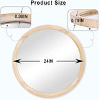 MAGFLERUM 24 Inch Round Wood Mirror - Circle Mirror for Nursery, Boho Style - Wall Decor for Bedroom, Living Room, Hallway (Nature)