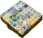 LINGXIYA Floor Pillow,Bohemian Cushion,Tatami Floor Cushion Mat,Tufted Pillow Seat Chair Pad for Yoga Meditation Living Room Balcony,15.7"x15.7"x3.5",Yellow