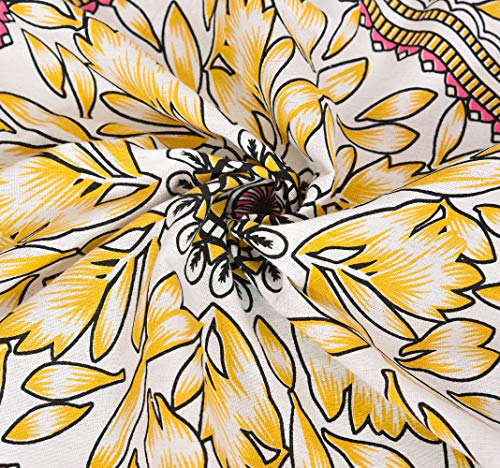 ANJANIYA Floral Wall Hanging Boho Tapestry, Mandala Dorm Décor Tapestry for Room, Beach, Wall, Psychedelic Hippie Wall Hanging Décor and Beach Coverlet Curtain (Yellow White, 54"X60") - color: Yellow White, size: 60"L x 54"W