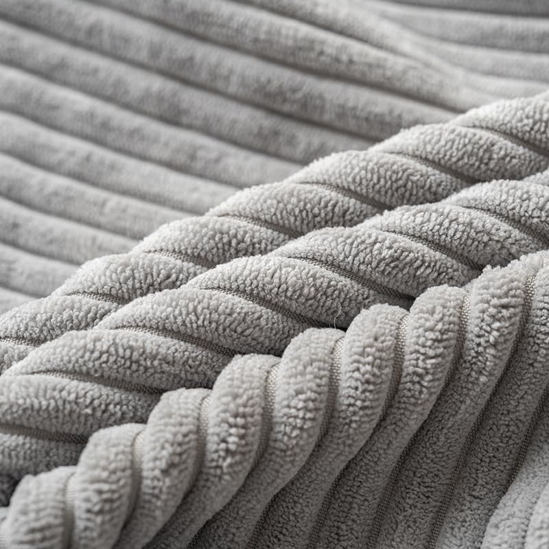 Corduroy Throw Pillow Covers, Cozy Cushion Covers for Home Decor, Zippered Pillowcases for Couch and Bed - color: Grey Corduroy Pillowcase