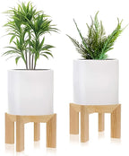 2 Pack Wood Plant Stand Indoor Holders for Plants, Sturdy Flower Pot Stands Plants Shelf, Wooden Stool for Patio Plant Stand, Fit 5-18 Inch Variety Flower Pots, Easily Assemble (2 Pack-White)