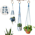 Set of 3 Macrame plant hangers with Daisies & Beads Hanging plant holder Macrame Plant hangers outdoor and indoor hanging planters Plant stand indoor Boho Decor hanging planter stand (Cloudy Day)