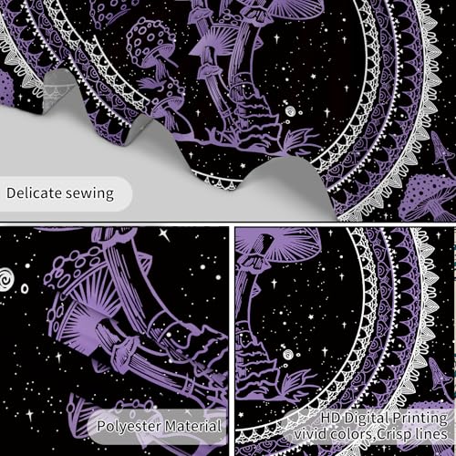 SCECALA Purple Mushroom Tapestry Boho Mandala Pattern with Mushroom Wall Hanging Black and Purple Tapestry for Bedroom Living Room Teen Dorm Party Home Decor 60x40 Inch - color: Purple, size: 40"L x 60"W