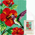 ORIGACH Hummingbird Latch Hook Rug Kit for Adults Printed Rug Making Kit Handmade Carpet Tapestry Cover with Hook Latch and Preprinted Canvas, Home Arts Crafts Sofa Decor, 20.5x15inch - style: Hummingbird