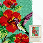 ORIGACH Hummingbird Latch Hook Rug Kit for Adults Printed Rug Making Kit Handmade Carpet Tapestry Cover with Hook Latch and Preprinted Canvas, Home Arts Crafts Sofa Decor, 20.5x15inch - style: Hummingbird