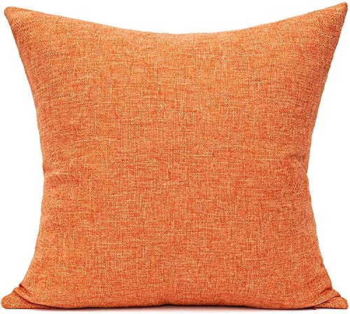 All Smiles Orange Fall Throw Pillow Covers 18x18 for Outdoor Furniture Set of 2 - Autumn Square Farmhouse Rustic Case Burnt Orange Cushion for Sofa Couch - color: Orange, size: 18" x 18" (Pack of 2)