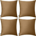 4-Pack 100% Cotton Comfortable Solid Decorative Throw Pillow Case,Thmyo Square Cushion Cover Pillowcase Sublimation Blank Pillow Covers DIY Throw Pillowcase for Sofa(16x16 inch/ 40x40cm,Light Coffee)
