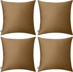 4-Pack 100% Cotton Comfortable Solid Decorative Throw Pillow Case,Thmyo Square Cushion Cover Pillowcase Sublimation Blank Pillow Covers DIY Throw Pillowcase for Sofa(24x24 inch/ 60x60cm,Light Coffee)