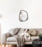 Asymmetrical Mirror for Wall Irregular Oval Wood Frame Modern Unique Wall Mirror Decorative Vanity Bathroom Living Room Bedroom Entryway Hallway Artistic Wavy Mirror Small 14"x10"