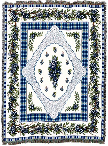 Pure Country Weavers Blueberry Lace Blanket - Garden Floral Gift Tapestry Throw Woven from Cotton - Made in the USA (72x54) - color: Blueberry Lace