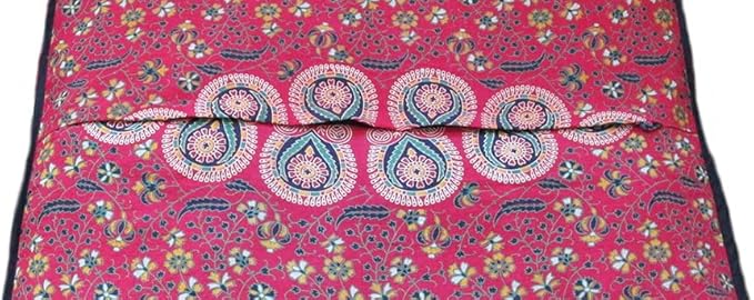 ICC Large Square Floor Pillow Cover Hippie Ottoman Pouf Cover Daybed Cotton Mandala Cushion Cover with Heavy Duty Zipper Seating Ottoman Poufs Dog-Pets Bed (Red/ Yellow Peacock, 35" Square)
