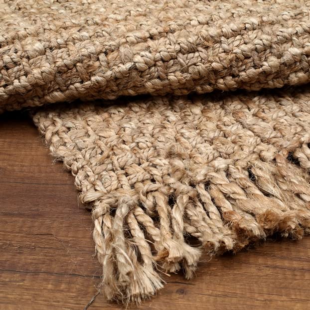 Hand Woven Chunky Jute Runner Rug 2x5 Feet Natural, Reversible Boho Neutral Decorative Indoor Outdoor Patio Rugs for Living Room, Bedroom, Hallway | Farmhouse Rustic Throw Runners Mat for Office Space - size: 2'x5'