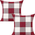 VAKADO Christmas Throw Pillow Covers 18x18 Set of 2 Red and White Buffalo Check Plaid Xmas Outdoor Valentine Holiday Farmhouse Decorative Cushion Cases Home Décor for Sofa Couch Bedroom