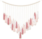 Luxbrand Large Macrame Wall Haning Boho Home Decor, Blush Pink Tassel Wall Decor Bohemian, Bedroom Living Room Girls Room Nursery Dorm Room Decoration Christmas Gift