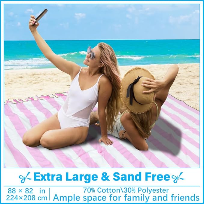 Oversized Turkish Beach Towel Blanket XXL Cotton Sandproof Towels Boho Woven Extra Large Big Sand Free Giant Throw Blankets Huge Quilt XL Picnic Camping Necessities Cloud for Adult Gifts