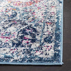 SAFAVIEH Madison Collection Runner Rug - 2'3" x 18', Navy & Teal, Boho Chic Distressed Design, Non-Shedding & Easy Care, Ideal for High Traffic Areas in Living Room, Bedroom (MAD611N) - color: Navy/Teal, size: 2'3" x 18' (Runner)