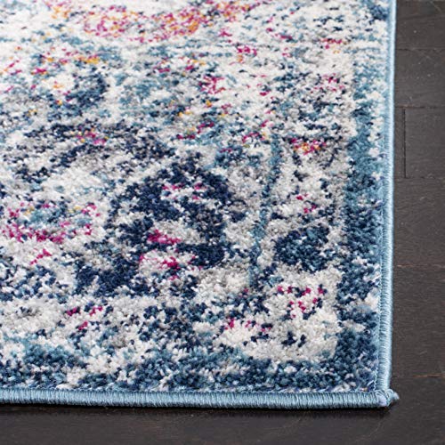 SAFAVIEH Madison Collection Runner Rug - 2'3" x 6', Navy & Teal, Boho Chic Distressed Design, Non-Shedding & Easy Care, Ideal for High Traffic Areas in Living Room, Bedroom (MAD611N) - color: Navy/Teal, size: 2'3" x 6' (Runner)