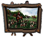 Pure Country Weavers The Fox Hunt Dog Woven Blanket - Gift Cotton Tapestry Throw - Made in The USA - 72" x 54" - color: Fox Hunt, size: 72" x 54"