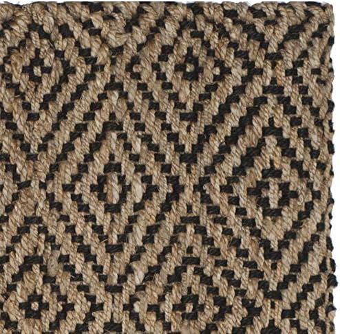 SAFAVIEH Natural Fiber Collection X-Large Area Rug - 11' x 15', Natural & Black, Handmade Jute, Ideal for High Traffic Areas in Living Room, Bedroom (NF181C)
