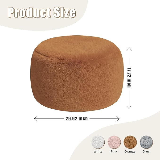 Round Pouf Ottoman Foot Rest, 29 X 18Inch Floor Poufs Footstool, A Round Modern Foam Filled Foot Stool for Living Room, Home, Nursery, Dorm (Orange, 29Inch)