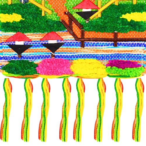 Tarini Gallery Hand Made Jute Wall Hanging Hand woven Tapestry Art Home View Natural Landscape Scenery for Home Office Decor and Gifting(Multicolor Indian Cottage) - color: Multicolor Indian Cottage
