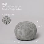 Urban Lifestyle Round Knit Pouf, Light Grey