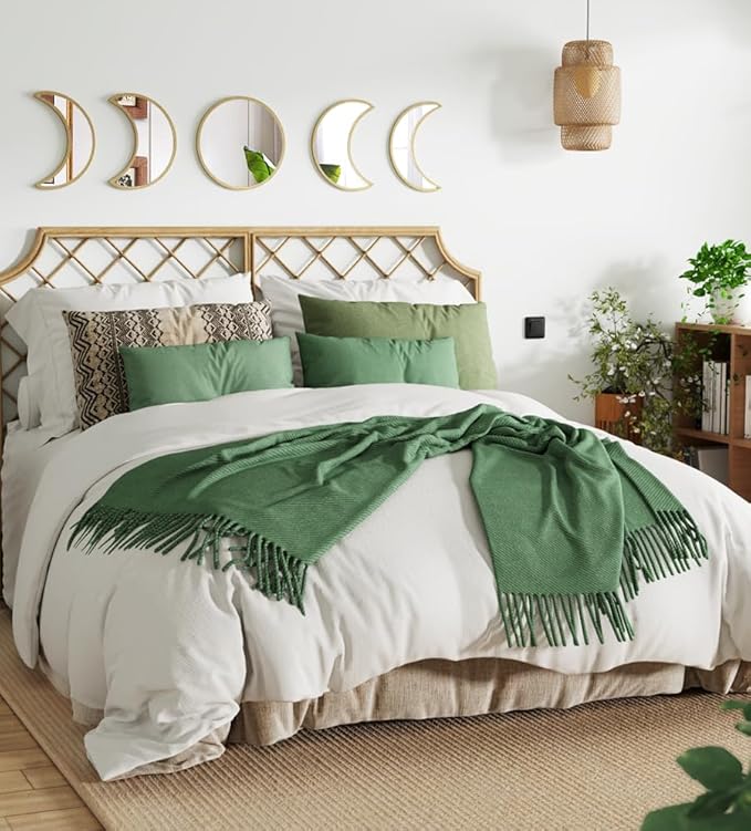 10.4" Raw Acrylic Moon Phase Wall Mirror Set - 5-Piece Boho Celestial Decor for Living Room Bedroom Entryway, Easy Stick-On Installation, Shatterproof Safety Design
