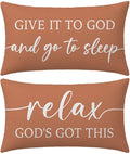Rust Orange Fall Pillow Covers 12x20 Inch Set of 2 – Give It to God and Go to Sleep/Relax God’s Got This – Christian Throw Pillow Cover for Couch or Entryway
