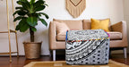 CRAFT KALA Large Hippie Mandala Meditation Floor Ottoman Pillow Cushion Pouf Cover Square Poufs Cover Bohemian Floor Cushion Case Outdoor Fireplace Yoga Living Room Decor 18X18X14 inches, Grey Ombre