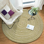 Hand Woven Round Area Rugs Living Room Bedroom Study Computer Chair Cushion Base Mat Round Carpet Lifts Basket Swivel Chair Pad Coffee Table Rug(2' Round, Green) - color: Green, size: 2' Round