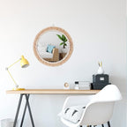 SWTHONY 15 Inch Boho Round Hanging Wall Mirror Decorative Rattan Circle Mirrors for Farmhouse, Living Room, Bedroom