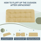 downluxe Outdoor Bench Cushion for Patio Furniture, Water Resistant Tufted Overstuffed Porch Swing Cushions, Thick Outdoor Loveseat Cushions, 44" X 19" X 5", Khaki, Set of 1