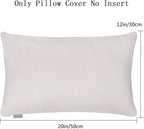 Thmyo 4-Pack 100% Cotton Lumbar Comfortable Solid Decorative Throw Pillow Case Rectangle Cushion Cover Sublimation Blank Pillow Covers DIY Throw Pillowcase(12x20inch/30x50cm,Light Silver Grey)