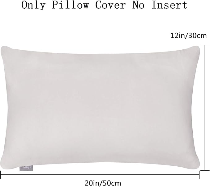 Thmyo 4-Pack 100% Cotton Lumbar Comfortable Solid Decorative Throw Pillow Case Rectangle Cushion Cover Sublimation Blank Pillow Covers DIY Throw Pillowcase(12x20inch/30x50cm,Light Silver Grey)