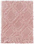 Simple&Opulence 100% Cotton Throw Blanket for Bed, Couch, Boho Textured Geometric Knit Woven Blanket with Tassels Soft, Lightweight Breathable Shabby Chic Farmhouse Decoration for All-Season(Pink)