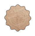 4x4, 5x5, 6x6,feet Natural Jute Scallop Round Rug, Floor Scalloped Edge Rug Braided Boho Eco Large Circular Handmade Area Rugs (D2) - color: Black, size: 6' (Round)