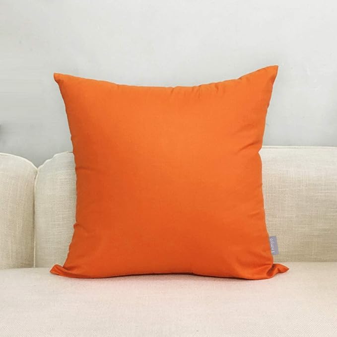 Thmyo 4-Pack 100% Cotton Comfortable Solid Decorative Throw Pillow Case Square Cushion Cover Pillowcase Sublimation Blank Pillow Covers Thanksgiving DIY Throw Pillowcase(20x20inch,Orange)