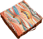 LINGXIYA Floor Pillow,Meditation Pillow for Floor,Bohemmia Style Yoga Cushion Floor Pad for Home Bay Window Party Garden Decoration,15.7"x15.7"x3.5",Orange