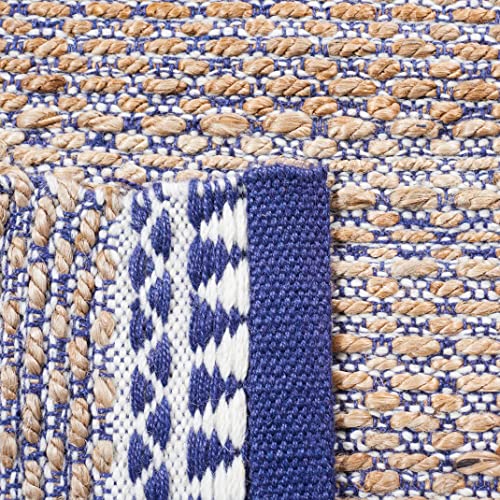 SAFAVIEH Natural Fiber Collection Runner Rug - 2'6" x 8', Natural & Navy, Handmade Farmhouse Boho Coastal Rustic Jute, Ideal for High Traffic Areas in Living Room, Bedroom (NF874N) - color: Natural/Navy, size: 2'6" x 8' (Runner)
