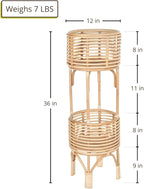 KOUBOO Rattan Indoor Two-Tier Plant Stand, Natural Planter, Large, Brown