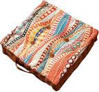 LINGXIYA Floor Pillow,Bohemian Cushion,Tatami Floor Cushion Mat,Tufted Pillow Seat Chair Pad for Yoga Meditation Living Room Balcony,15.7"x15.7"x3.5",Orange