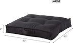 Square Tufted Floor Pillow with Removable Cover, Black, Large (40")